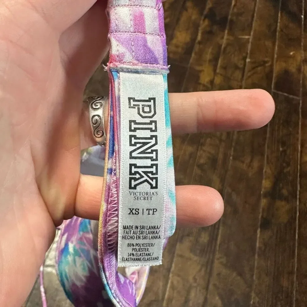 Victoria’s Secret tie dye multicolor XS halter strappy bikini top